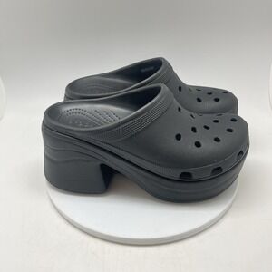 Crocs Siren Platform Clogs Womens 11 Black Heel Preppy Goth Platform Rubber